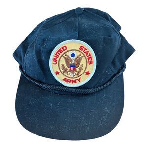 Vintage Military United States US ARMY HAT Black Snap Back